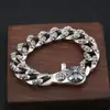 Sinos de Vento Chuvosos Pulseira Cruzada Personalizada, Pulseira Robusta Estilo Retro Europeu e Americano com Fecho para Homens Modernos