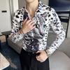 Nova camisa masculina da moda manga longa camisa estampada da moda slim polegada vestuário versão de coleta de fornecimento transfronteiriça-P5X20