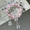 Pulsera de Lazo Rosa, Pulsera de Cuentas de Vidrio Color Miel en Polvo, Mariposa, Accesorios Dulces para Mejores Amigas, Versátil