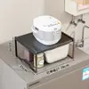 Estante de almacenamiento para encimera de cocina, soporte para ollas extensible, estante de almacenamiento multifuncional para microondas y olla arrocera para el hogar
