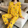 Pijama Delgado de Otoño e Invierno para Mujer, Estilo Dulce Casual, Top de Manga Larga con Cuello Redondo + Pantalones Largos, Conjunto de Ropa para el Hogar Petite