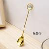 Cuchara Flor Diente Amatista Natural Cuchara Helado Café Postre Cobre Cuchara DIY Creativa Tallada Mango Largo Cuchara Mezcladora
