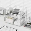 Caja de almacenamiento de cosméticos y mascarillas faciales para escritorio, acrílico transparente tipo cajón, organizador de almacenamiento multicapa apilable para cuidado de la piel