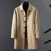 Abrigo Trench Delgado de Otoño 2025 de Largo Medio para Hombre Ropa Exterior de Moda Ropa Casual para Hombre Top Chaqueta con Solapa Estilo Coreano para Hombre