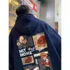 Sudadera Gruesa con Capucha Forrada de Polar para Pareja de Hombres, Estilo Bf Holgado de Moda Versátil Chaqueta Estilo Hong Kong Otoño e Invierno