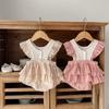Traje de Baño con Volantes para Bebé Primavera 2026 Vestido Body de Encaje Bordado Princesa Mono de Manga Acampanada para Recién Nacido