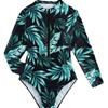 Moda Praia Feminina 2026 Nova Chegada Zíper Manga Longa Tendência Estampado Maiô Peça Única Recomendação de Novo Produto Popular Peça Única