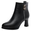 Botines cortos para mujer con falda 2023 nuevos botines individuales de primavera y otoño de punta tacón alto zapatos de cuero otoño e invierno botas Martin forradas de vellón