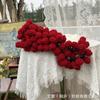 Manta Buquê de Rosas Popular Produto Acabado Decoração Criativa para Casa Manta Redonda Manta para Soneca Produto Acabado Pronto para Uso Tecelagem
