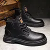 Botas Martin para Hombre 2026 Otoño Nuevo Estilo de Moda de Alta Calidad Botines Gruesos Cómodos Versátiles Casuales de Cuero de Caña Alta 9367