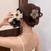 Accesorios para el cabello de alta gama de malla con diamantes de imitación de girasol, pinza de agarre, pinza para cola de caballo estilo coreano, pinza de disco para el cabello, pinza de tiburón mediana para semirrecogido