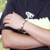 Pulseira Masculina de Prata 925 Cabeça de Tigre Grossa Roda Enviesada Joia Antiga Retrô Prata Tailandesa