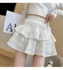 Falda de pastel estilo ballet de alta resistencia para mujer, nueva colección primavera/otoño, dulce y femenina, de cintura alta, con ribete de encaje, y un diseño acampanado y corto.