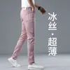 Jeans de Sarja Khaki de Alta Qualidade Masculino Corte Reto Slim Fit Estilo Europeu 2026 Novo Lyocell Primavera/Verão Calças Casuais Masculinas