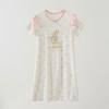 Camisola Infantil Yossi Feminina de Verão Fina Manga Curta Longa Pijama de Menina Classe A Floral Estilo Princesa Roupa de Casa