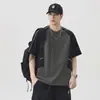 Camiseta de Manga Corta con Cuello Redondo Patchwork Estilo Retro Americano 2026 Verano Nuevo Estilo Holgada Casual Versátil Manga Tres Cuartos Top de Moda
