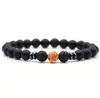 Venta caliente transfronteriza Europa y Estados Unidos 8mm piedra volcánica natural esmerilada ojo de tigre lapislázuli cuentas para hombres y mujeres pulsera de mano al por mayor