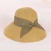 Sombrero de verano para mujer, sombrero de paja con protección solar, sombrero de pescador de playa plegable.