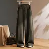 Calças largas sob medida para mulheres no estilo old money, nova coleção outono 2026, versáteis para o trabalho, design popular, cobrem o quadril, emagrecem, calças de perna curva