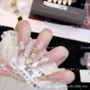 Flor de BorboletaUnhas Vestíveis Exclusivas, Feitas Puramente à Mão, com Efeito Cat-Eye Suave e Elegante, Flores de Borboleta Tridimensionais, Pérolas Incrustadas com Diamantes e Beleza