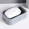 Jabonera de doble capa con drenaje, caja de jabón creativa para baño sin perforaciones, estante de almacenamiento para baño, jabonera doble con ventosa