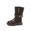 Botas de caballero retro para niña, nuevas botas de media caña otoño 2026, botines de plataforma gruesa para aumentar altura, versátiles botas de cuero estilo western