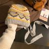 Gorro de Lã Mesclada Estilo Fair Isle para Mulheres, Chapéu Quente de Inverno com Proteção para as Orelhas, Chapéu Versátil para Circunferência Craniana Grande, Temporada de Inverno