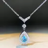Collar de Plata Esterlina S925 con Gota de Agua para Mujer, Colgante en Forma de V con Forma de Pera de Aguamarina, Cadena Simple para Combinar con Todo, Estilo Ins, Cadena sin Color