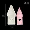 Molde de silicona para casa de castillo de tamaño grande, mediano y pequeño, herramientas de decoración para hornear chocolate y azúcar, molde de yeso con pegamento en forma de gota