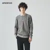 Ropa para Hombre Apo Ropa de Punto para Hombre Transfronteriza Otoño Holgado Cuello Henley Bloque de Color Rayado Suéter de Manga Larga Prenda Interior