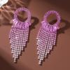Moda Europeia e Americana Exagerado Grande Marca de Luxo Completo Diamante Longo Tassel Brincos Elegantes Brincos de Jantar Femininos