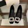 Zapatos de Mujer 2025 Estilo Nuevo con Punta Cuadrada, Tacón de Cuña Oculto y Hebilla con Pedrería, Elegantes de Nicho Estilo Mary Jane Versátiles para la Noche