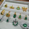 Plata S925 Esmeralda Azul Natural Verde Patek Calabaza Coleccionada Bolsa de Bendición Pluma de Mariposa Duende Cerradura Ruyi Rosquilla