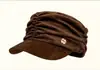 Boina Octogonal Retro Británica Marrón para Mujer Transpirable de Cuero PU para Primavera y Otoño Sombrero de Pintor Tejido Marrón para Invierno