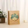 Saco de Papel Kraft com Estampa de Festival Sacola Tote Tridimensional para Embalagem de Doces de Festa Sacola de Embalagem para Compras em Shopping Atacado