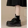 Zapatos de Cuero Estilo Británico para Mujer 2026 Nuevos Modelos Primavera y Otoño Zapatos de Mujer Mocasines Negros con Cordones de Suela Gruesa Modernos