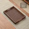 Bandeja de té casera para teteras, tazas de té, frutas, plato de postre de alta gama, posavasos tejido de bambú con asa octogonal