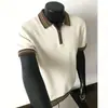 2026 Nueva Camisa Casual de Punto de Alto Gama Estilo Francés para Hombre con Cuello Camisero Camiseta, Nueva Moda de Verano Manga Corta para Hombre