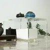 Mesa auxiliar transparente acrílica del fabricante, mesa simple para rincón de sofá de apartamento pequeño, mesa de centro baja para balcón de sala de estar del hogar
