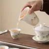 Caja de regalo de juego de té kung fu de porcelana blanca, tetera para uso doméstico, gaiwan, taza de té, regalo empresarial de cerámica