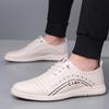 Sandalias de Nuevo Estilo para Verano, Zapatos Casuales de Cuero Transpirables Calados sin Cierre, Zuecos Antideslizantes de Suela Suave para Papá de Mediana Edad