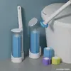 Cepillo de inodoro desechable para el hogar, cabezal de repuesto desechable con drenaje inferior, cepillo de inodoro montado en la pared para limpieza de inodoros