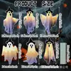 Novo Fantasma de Halloween em Pé para Exterior com Luzes, Decoração de Fantasma com Chapéu de Bruxa para Exterior, Placa Estaca para Gramado e Quintal