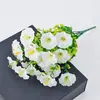 Planta Verde Artificial de 7 Galhos Eucalipto Trombeta Glória da Manhã Arranjo de Flores para Exterior Flor Artificial Falsa Decoração Atacado