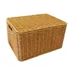 Cesta de almacenamiento de ratán para el hogar, cesta de almacenamiento de artículos varios de escritorio, cesta de ropa de imitación de ratán, cesta tejida a mano, cesta de almacenamiento