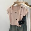 Camisa de Punto con Cuello Corto Estilo Casual Moda Verano Camisa de Punto de Lana Manga Corta Holgada Camiseta Coreana Ajuste Delgado A3641
