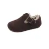 Sapatos Birkenstock de Pelúcia Retrô para Crianças Outono/Inverno Novidades Sapatos de Algodão Quentes Espessos para Bebê Solado Macio Antiderrapante Sapatos Infantis para Meninos e Meninas