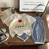 Roupa de Verão Infantil: Calça Xadrez para 1-7 Anos, Nova Roupa Infantil Estilo Coreano, Camiseta com Letra para Meninos, Conjunto de Duas Peças com Shorts para Meninas