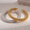 Pulseira Aberta Geométrica Circular Espiral Cravejada com Diamantes Estilo Europeu e Americano, Pulseira de Luxo Leve de Alta Qualidade, Joia Simples de Moda de Nicho para Mulheres