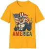 Camiseta Algodão Tamanho Europeu com Estampa Patriótica - Camiseta Unisex Softstyle